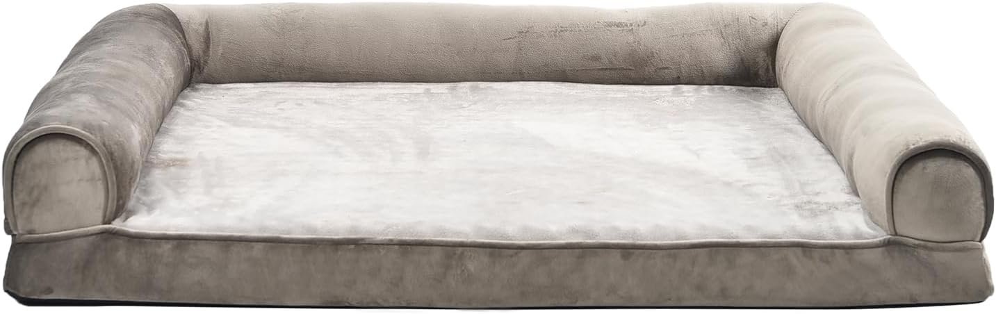 Foam Living Room Couch Dog Pet Bed with Removable Cover, Large, 36 x 27 x 6.5 inches, Brown