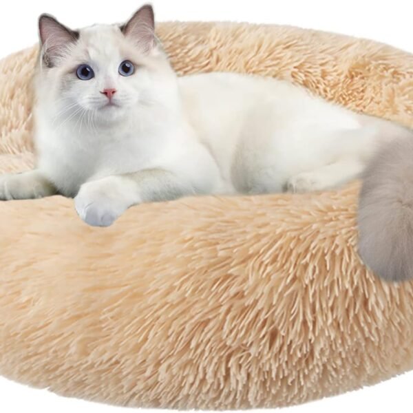 Cat Beds for Indoor Cats,20 Inch Dog Bed for Small Melium Large Dogs, Washable-Round Pet Bed for Puppy and Kitten with Slip-Resistant Bottom