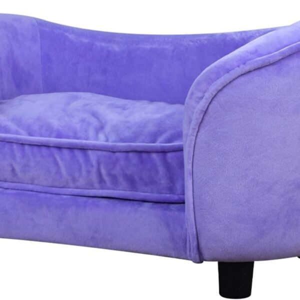 Pet Bed Sofa, Velvet Couch with Removeable Washable Cushion for Small Dog Cat (Purple)