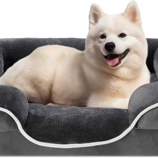 Orthopedic Dog Bed, Memory Foam Puppy Sleeping Sofa for Medium Pets with Washable Removable Cover Non-Slip Base Waterproof Liner Egg Crate, Classic Grey, 28" L x 23" W x 6.5" Th