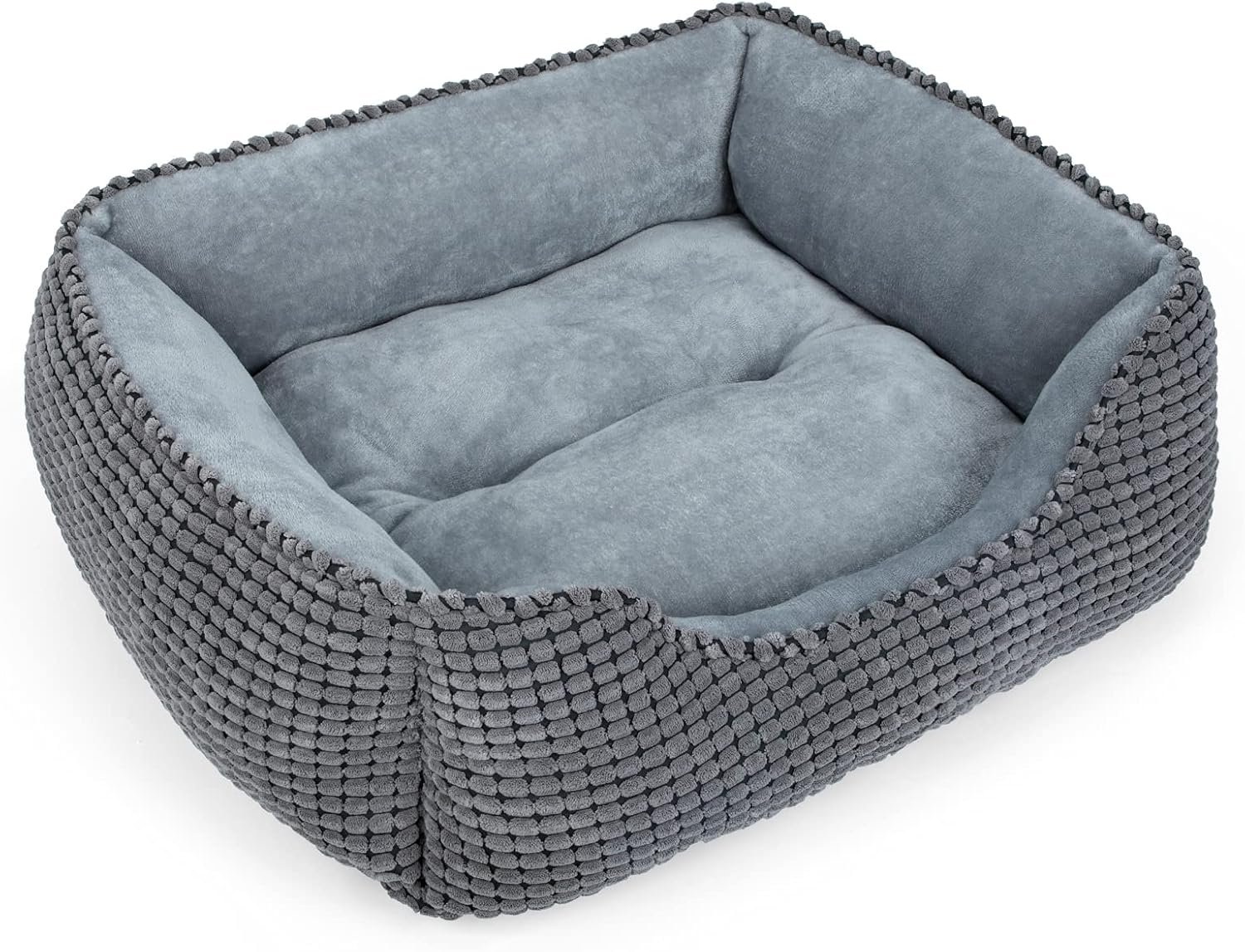 Dog Bed for Large Medium Small Dogs, Rectangle Washable Sleeping Orthopedic Pet Sofa Bed, Soft Calming Cat/Puppy Beds for Indoor Cats, Anti-Slip Bottom with Multiple Size (20'', Grey)