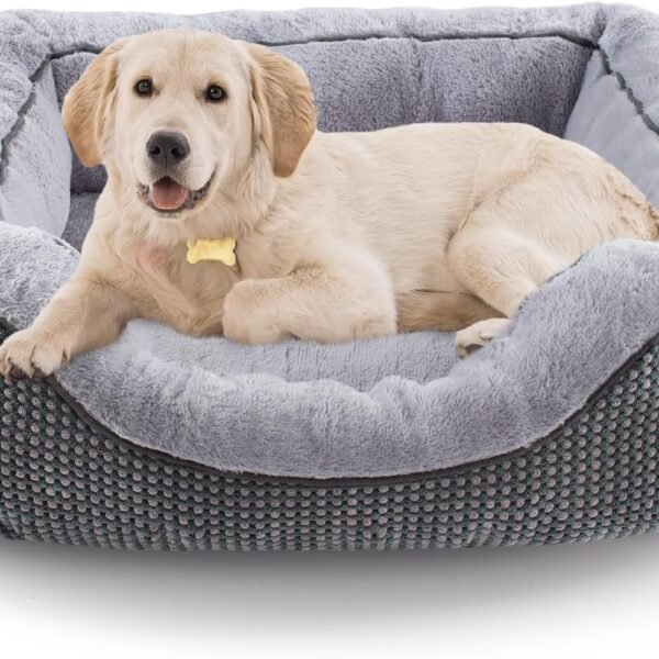 Medium Dog Beds for Medium Dogs Washable, Rectangle Dog Bed Medium Size Dog, Orthopedic Dog Bed, Warming Soft Calming Sleeping Puppy Bed Durable  Bed with Anti-Slip Bottom M(30"x24"x9")