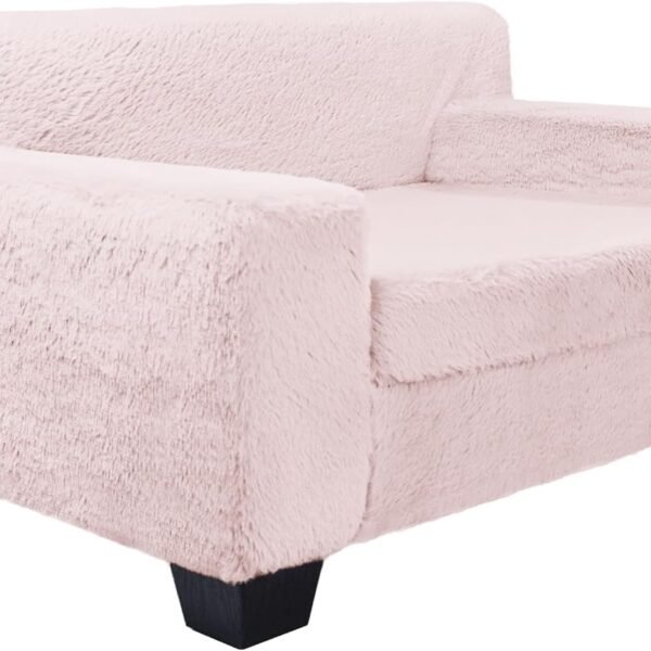 Pet Collection's Faux Fur Pet Sofa Furniture for Small Dogs & Cats, with Ultra Comfy Supportive Foam and Soft Surface, Durable Indoor Pet Furniture, 28.5" x 19" x 15", Powder Pink