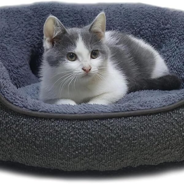Dog Bed for Medium Size Dog, Cat Beds for Indoor Cats, Cute Round Dog Bed, Washable Dog Bed with Anti-Slip & Water-Resistant Bottom, Super Soft  Bed, Luxury Durable Puppy Bed Kitten Bed, Gray