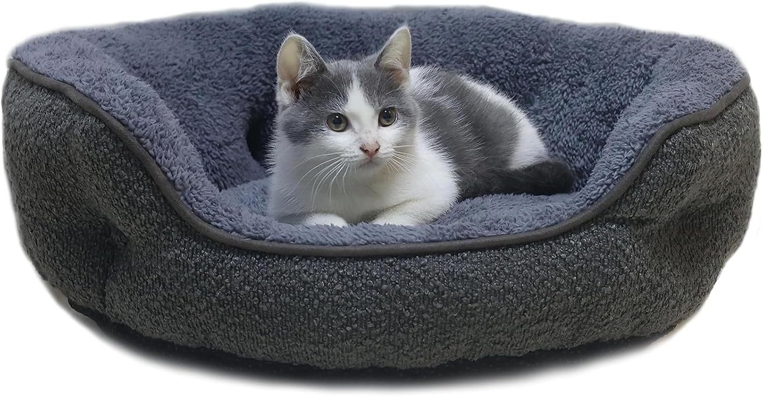 Dog Bed for Medium Size Dog, Cat Beds for Indoor Cats, Cute Round Dog Bed, Washable Dog Bed with Anti-Slip & Water-Resistant Bottom, Super Soft Bed, Luxury Durable Puppy Bed Kitten Bed, Gray
