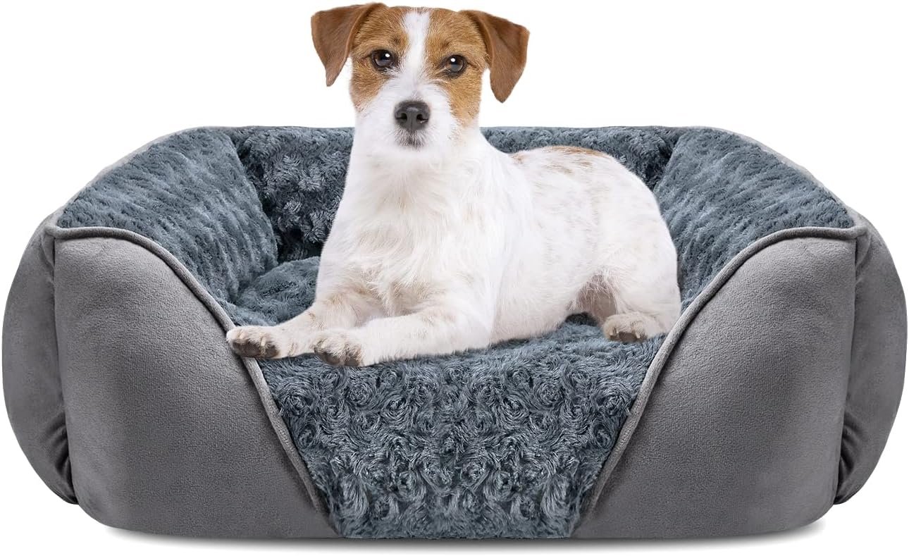 Medium Dog Bed for Large Medium Small Dogs, Rectangle Washable Dog Bed, Orthopedic Dog Bed, Soft Calming Sleeping Puppy Bed Durable Cuddler with Anti-Slip Bottom M(25"x21"x8")
