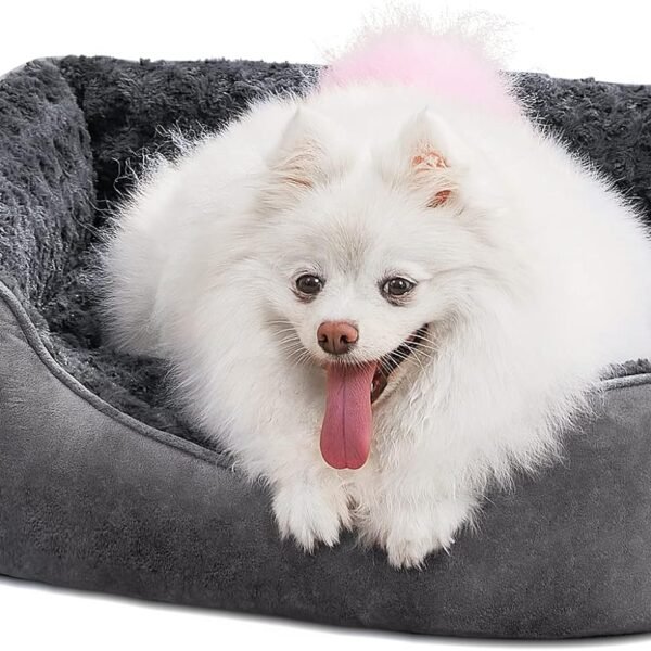 Rectangle Dog Bed for Large Medium Small Dogs Machine Washable Sleeping Dog Sofa Bed Non-Slip Bottom Breathable Soft Puppy Bed Durable Orthopedic Calming  Cuddler, ple Size, Grey