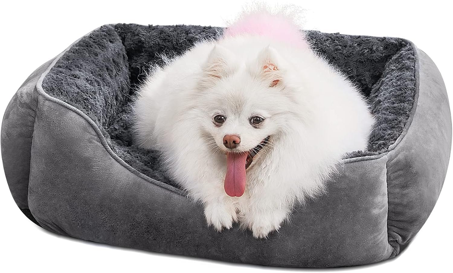 Rectangle Dog Bed for Large Medium Small Dogs Machine Washable Sleeping Dog Sofa Bed Non-Slip Bottom Breathable Soft Puppy Bed Durable Orthopedic Calming Cuddler, ple Size, Grey