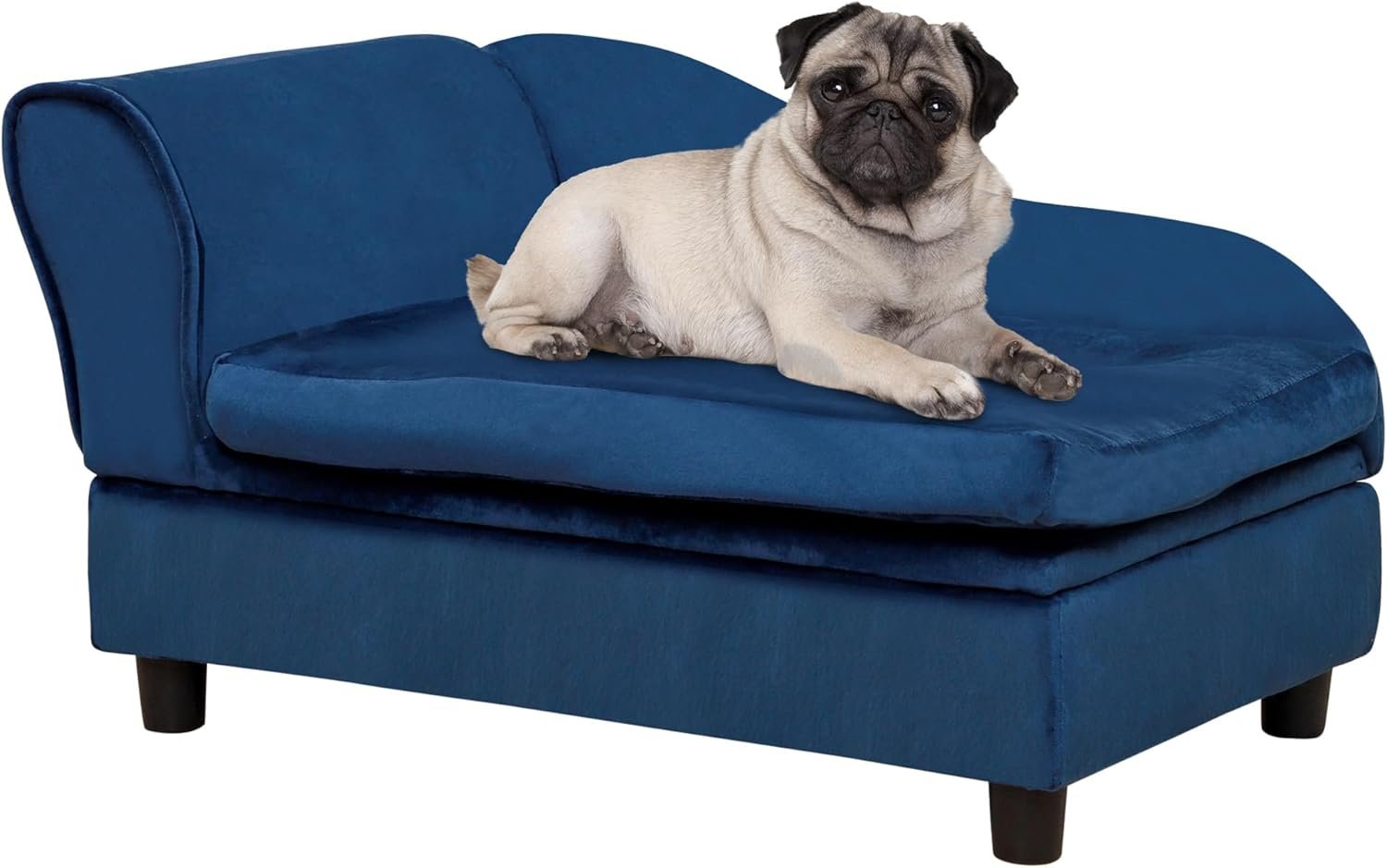Luxury Fancy Dog Couch with Hidden Storage, Small Dog Sofa Bed with 2" Soft Foam, Modern Pet Furniture for Puppies & Little Breeds, Blue