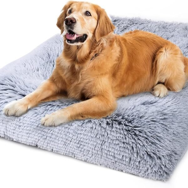 Large Dog Bed Crate Pad 36 inch, Washable Pet Crate Beds Large Medium Small Sized Dogs, Deluxe Plush Anti-Slip Dog Mats for Sleeping, Soft Kennel Pad 35 * 23 inch Grey