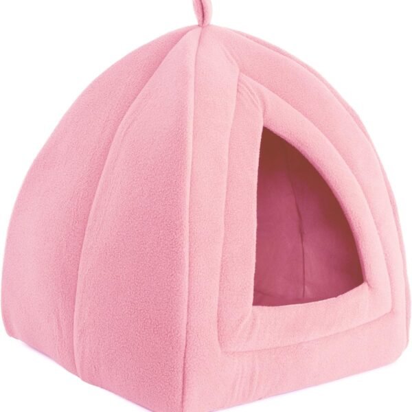 Cat House - Indoor Bed with Removable Foam Cushion -  Tent for Puppies, Rabbits, Guinea Pigs, Hedgehogs, and Other Small Animals by  (Pink)