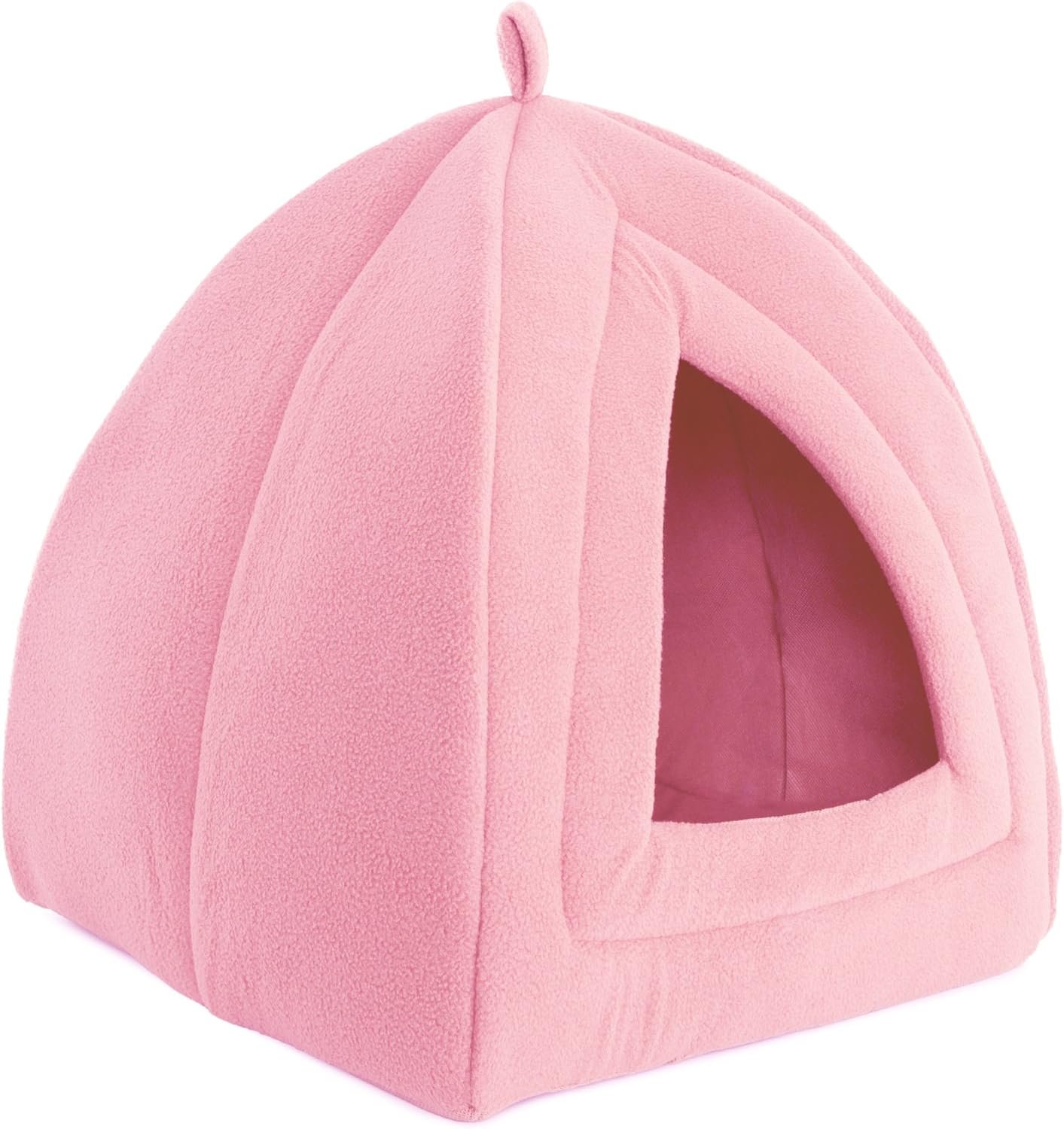 Cat House - Indoor Bed with Removable Foam Cushion - Tent for Puppies, Rabbits, Guinea Pigs, Hedgehogs, and Other Small Animals by (Pink)