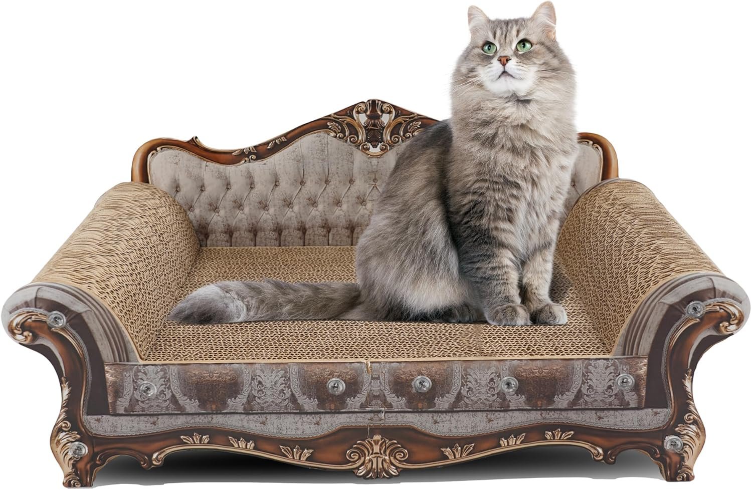 Sofa Shaped Cat Scratching Couch,Thick Cat Scratching Cardboard,Cat Lounge Bed for Indoor Cat Rest&Play,Cat Sofa Scratcher Pad (23 "L X 12.2" W X 10.6 "H)