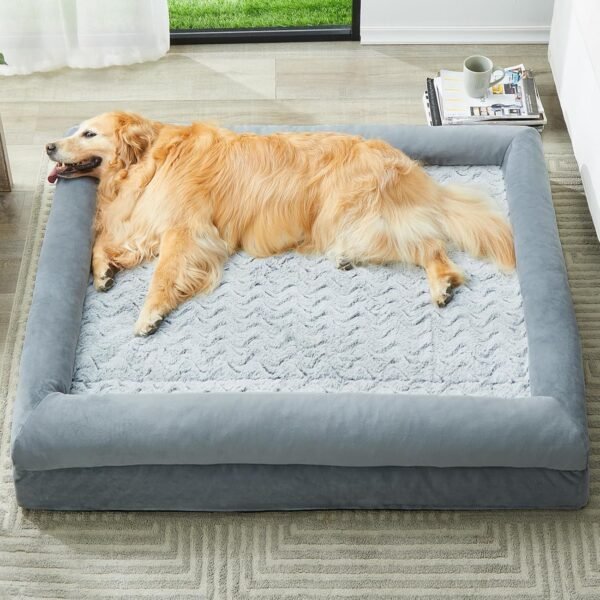Washable Dog Beds for Large Dogs, XL Dog Couch, Orthopedic Dog Sofa Bed with Removable & Waterproof Cover, Extra Large Dog Bed with Bolster Sides for Sleeping, Big Dog Couch Bed with Sides